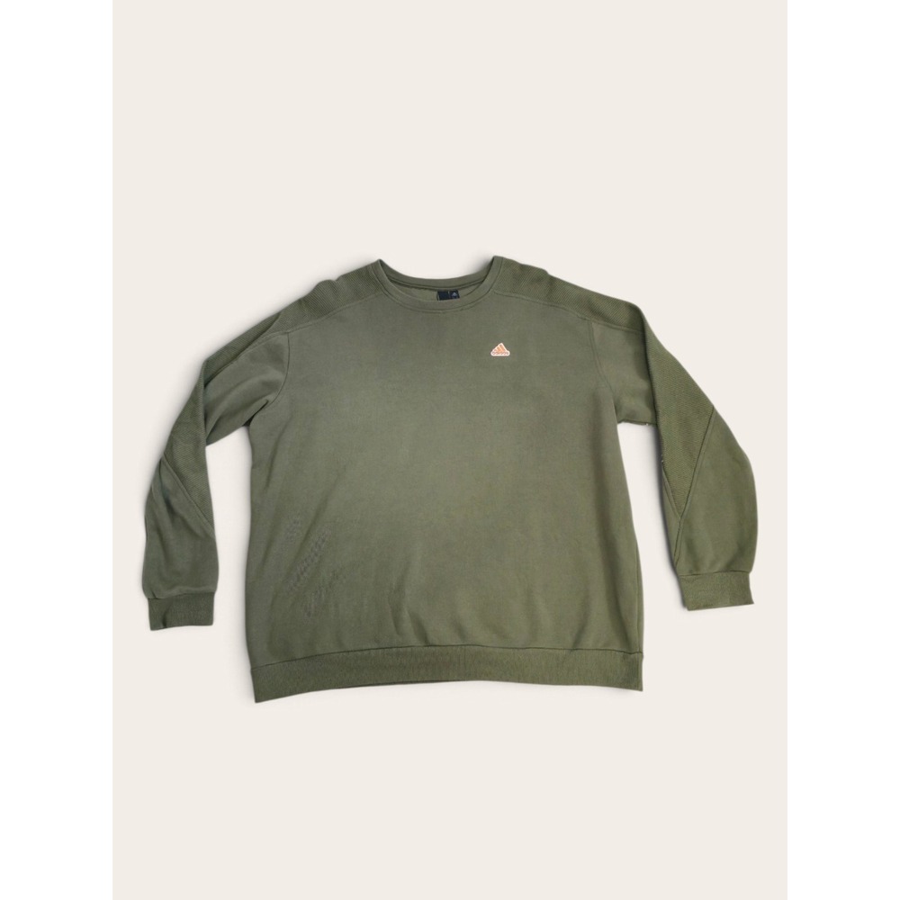 Adidas Olive Green Sweatshirt Normcore Classic Crewneck Logo Pullover Men's XL